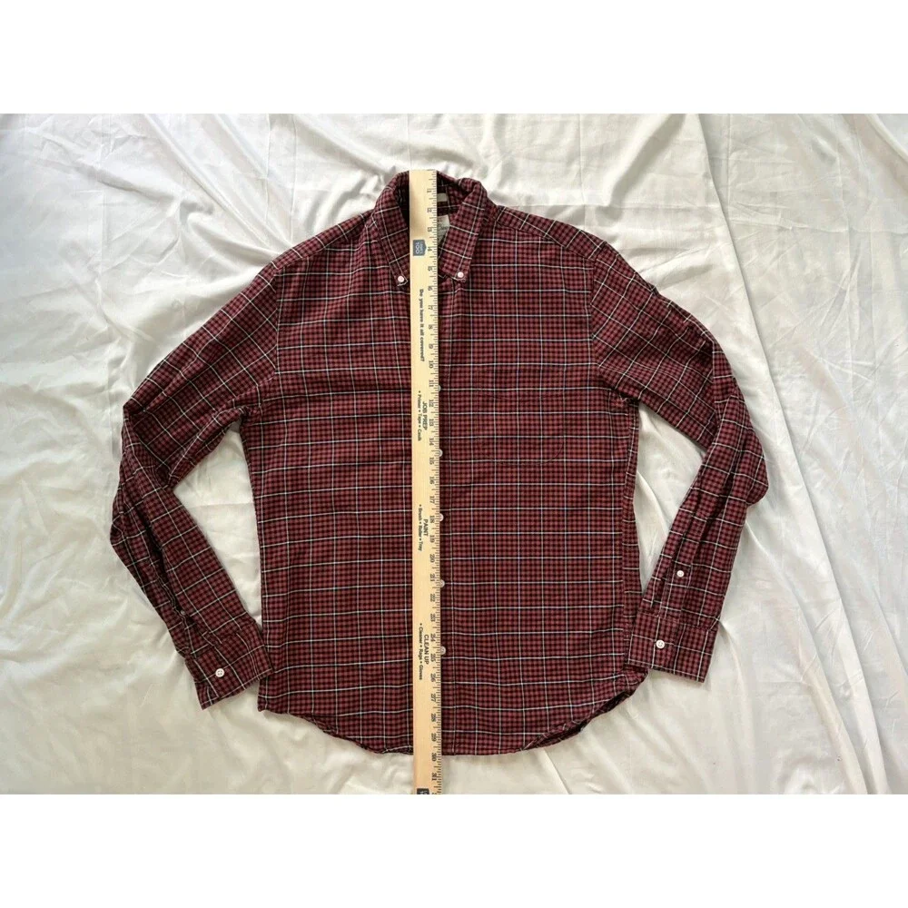 J Crew Flannel Shirt Red Black Plaid Mens S Button Up Cabin Outdoor Classic Prep